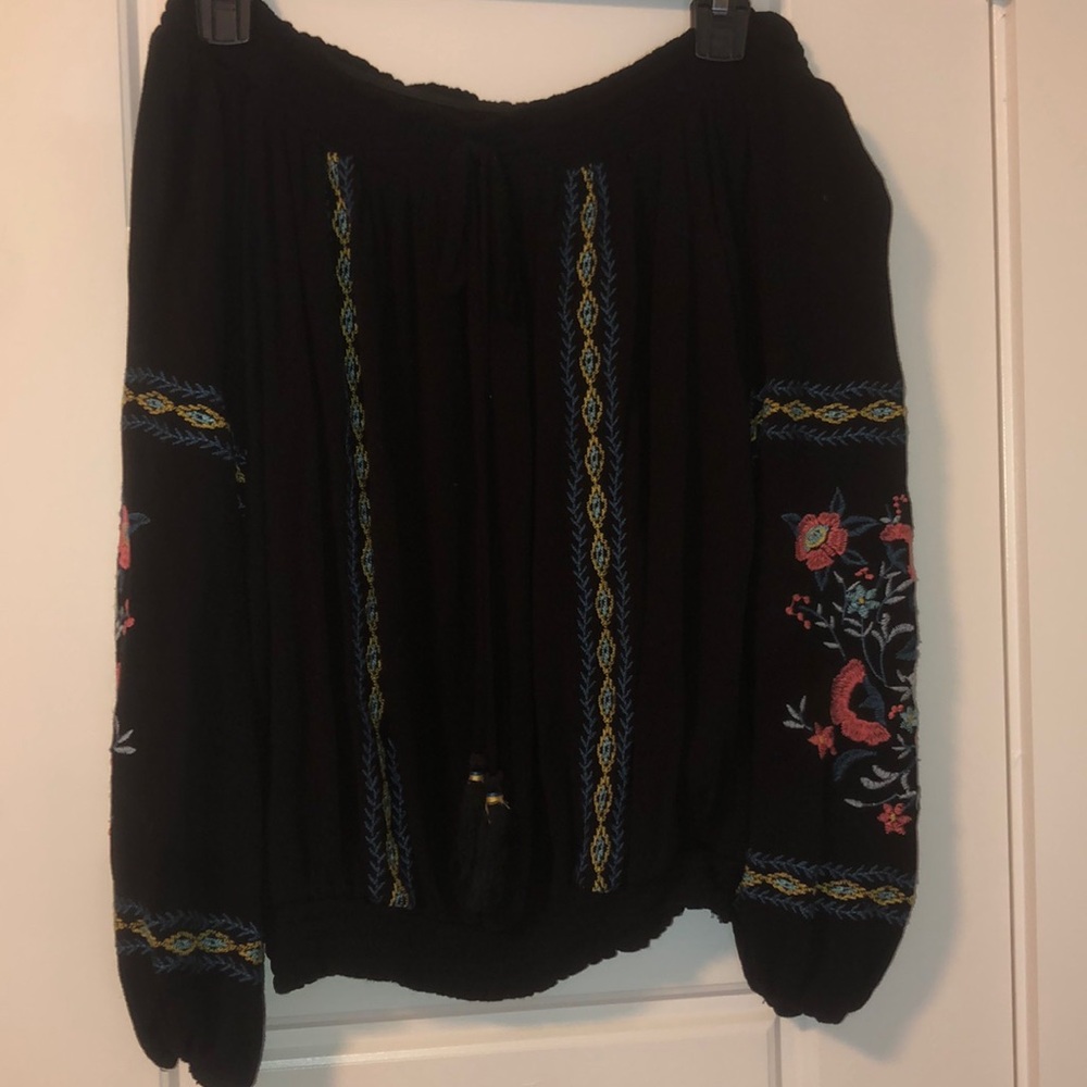 Black off the shoulder top